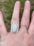 Milk Sea Glass Ring, US Size 8