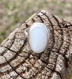 Milk Sea Glass Ring, US Size 8