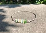 6 Color Sea Glass Hinge Bangle Bracelet