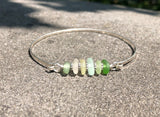 6 Color Sea Glass Hinge Bangle Bracelet