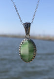 Sea Glass Necklace | Sea Glass Jewelry | Sterling Silver Crown Bezel