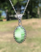 Sea Glass Necklace | Sea Glass Jewelry | Sterling Silver Crown Bezel