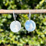 Shimmering Round, Aqua Sea Glass Earrings