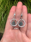 Aqua Stargate Earrings, Japanese Sea Glass Earrings