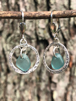 Aqua Stargate Earrings, Japanese Sea Glass Earrings