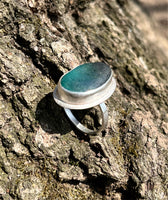 Peacock Feather Seaham Sea Glass Ring