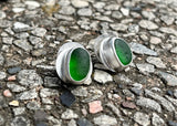 Green Sea Glass Post Earrings